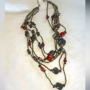 Handmade hematite and abalone shell statement necklace